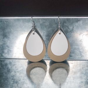 2” Faux Leather Tear Drop Earrings